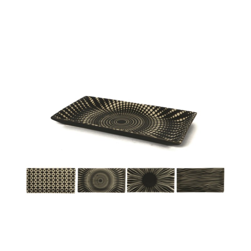 Set di vassoi Mosaik in Porcellana Grey per servizio aperitivi 23.7x12 cm 4pz